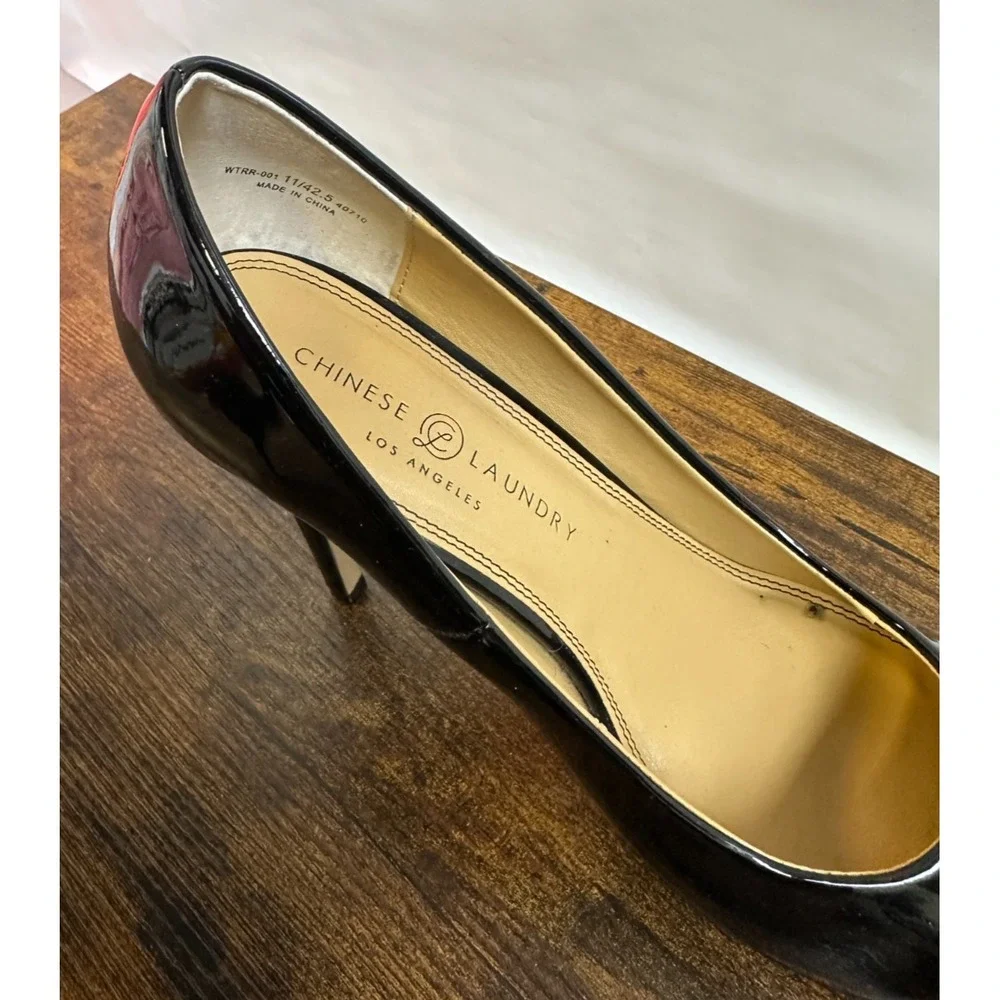 Chinese Laundry Black Patent Platform Pumps Stiletto Heel Elegant Classy Size 11 - Picture 10 of 15